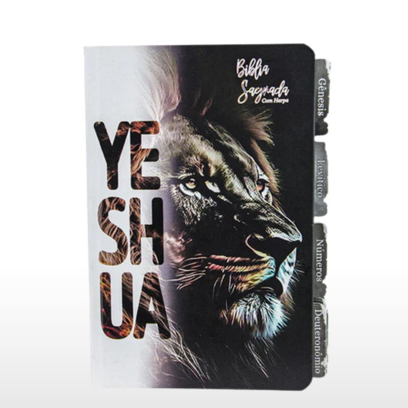 Bíblia Sagrada Com Abas Adesivas Leão Dourado Yeshua